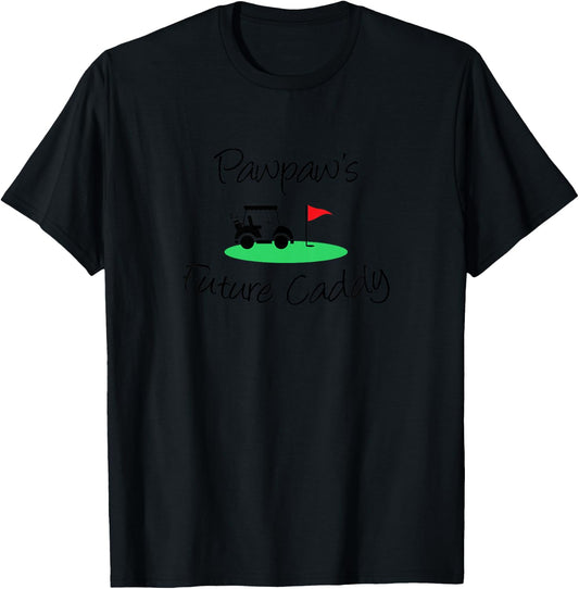 Kids Pawpaw's Future Caddy Cute Grandchild Golf T-Shirt - T-Shirt | Black