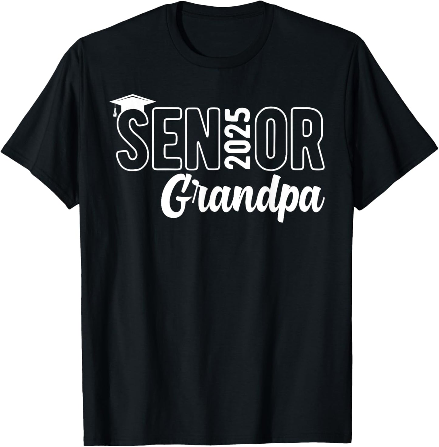 Proud Senior Grandpa 2025 Class Of 2025 Father's Day T-Shirt - T-Shirt | Black