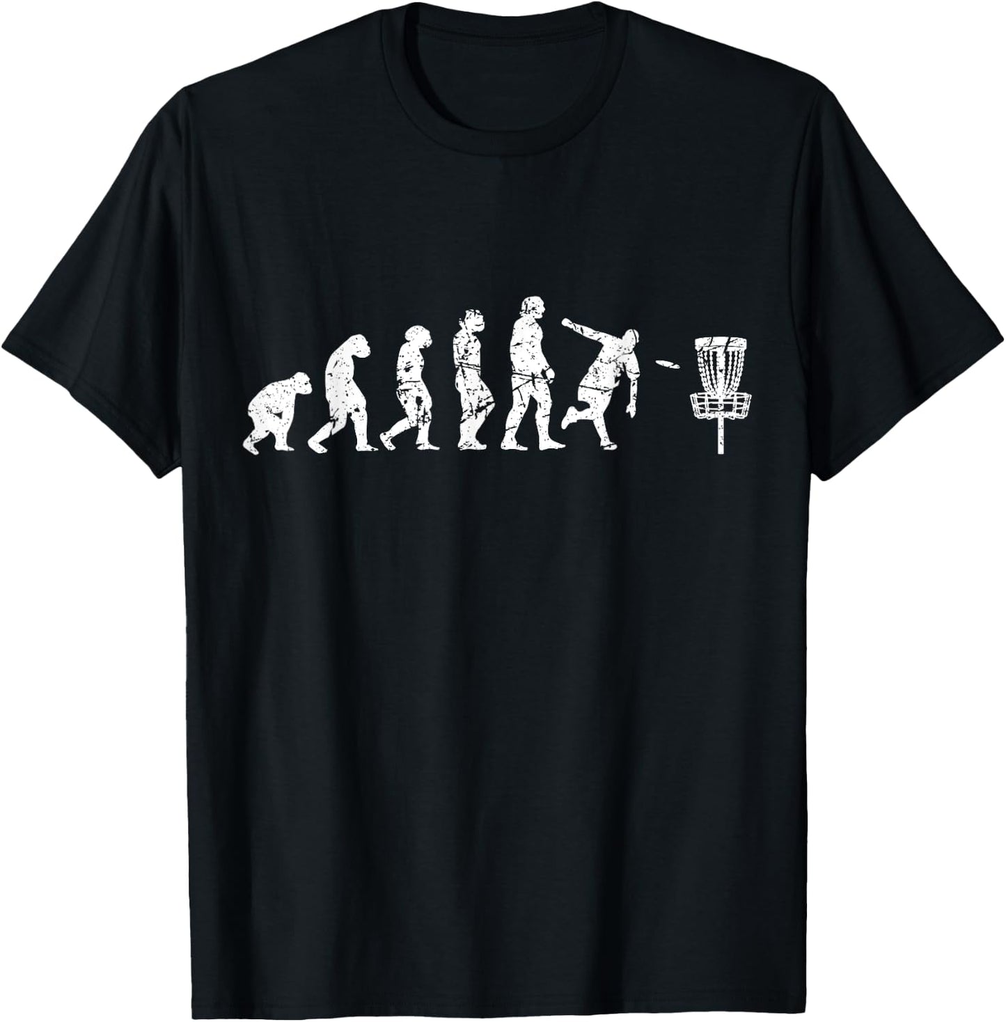 Evolution of Man Frisbee Golfer Used Disc Golf T-Shirt - T-Shirt | Black