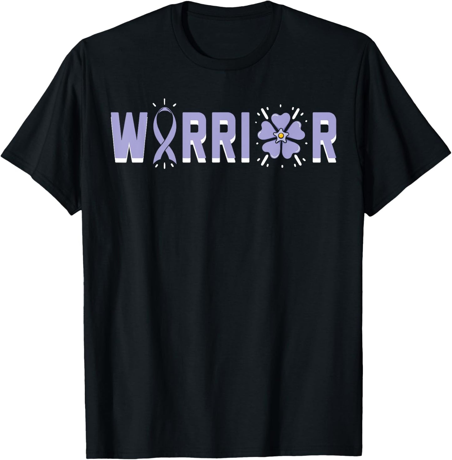 Warrior Stomach Cancer Awareness Gastric Periwinkle Ribbon T-Shirt - T-Shirt | Black