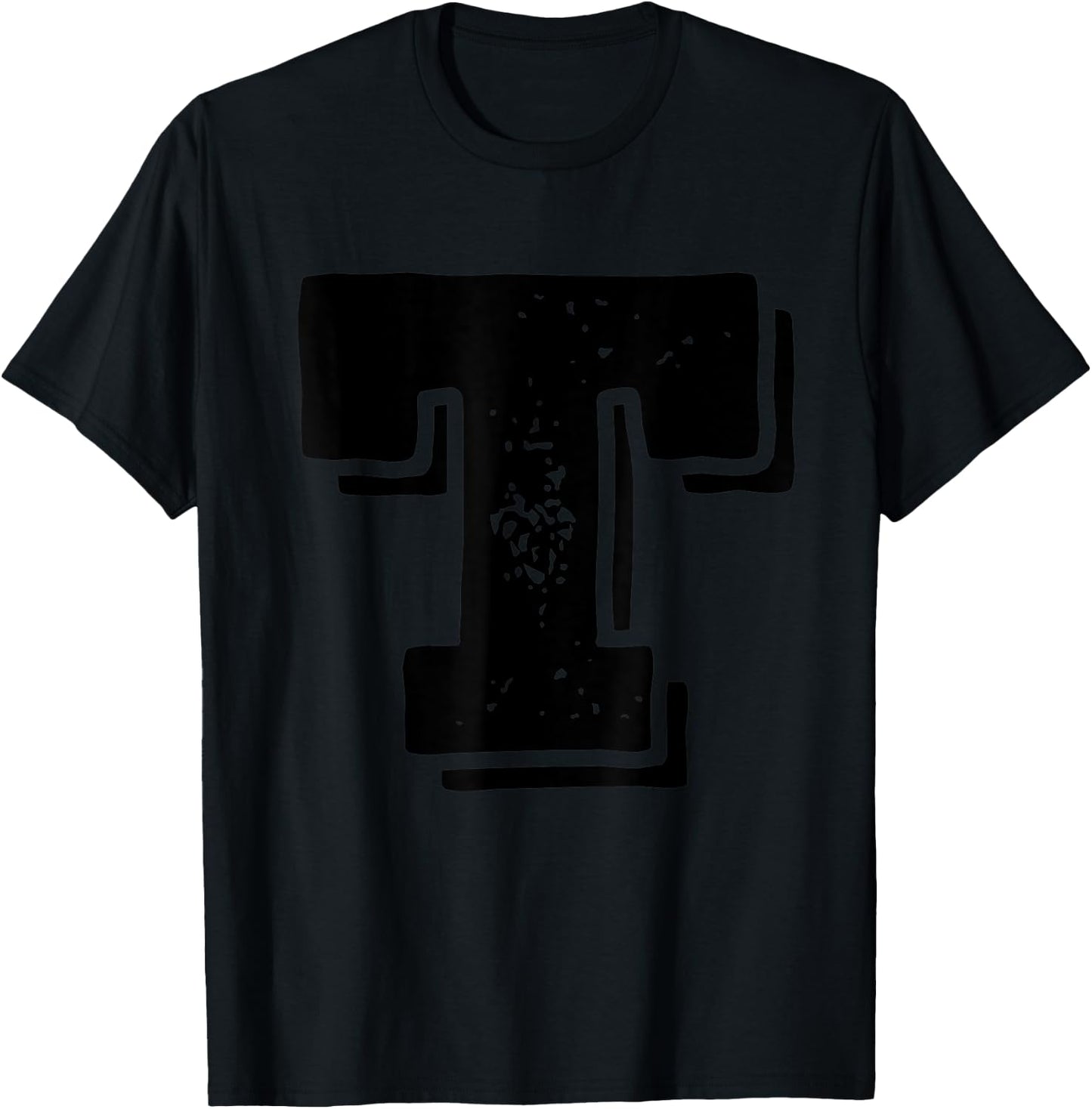 Letter T Capital Alphabet College Varsity Monogram Club T-Shirt - T-Shirt | Black
