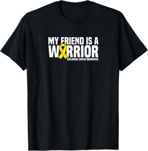 My Friend is a Warrior Childhood Cancer Awareness T-Shirt - T-Shirt | Black
