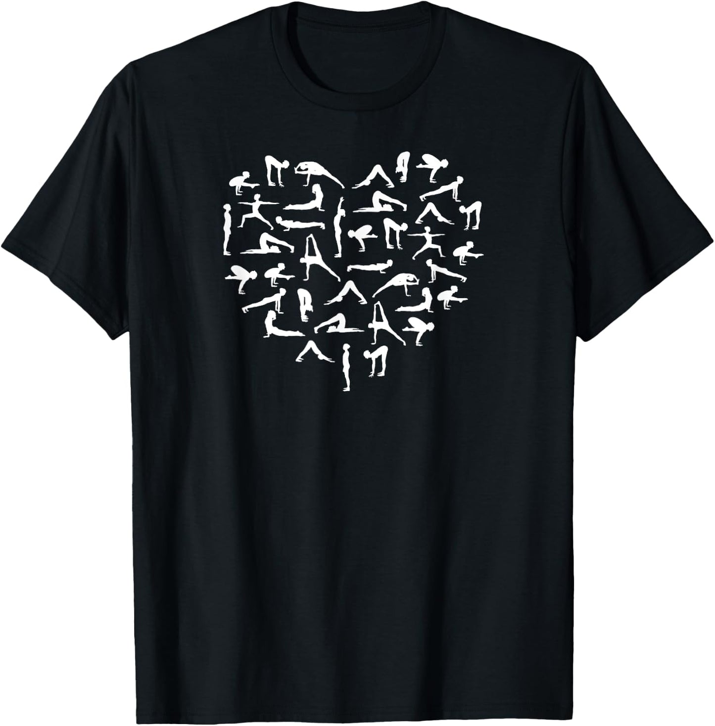 Yoga Love Heart Asana Silhouettes Cool Yogi Valentine's Day T-Shirt - T-Shirt | Black