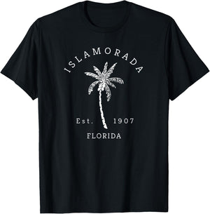 Retro Cool Islamorada Vintage Florida Palm Tree Novelty Art T-Shirt - T-Shirt | Black