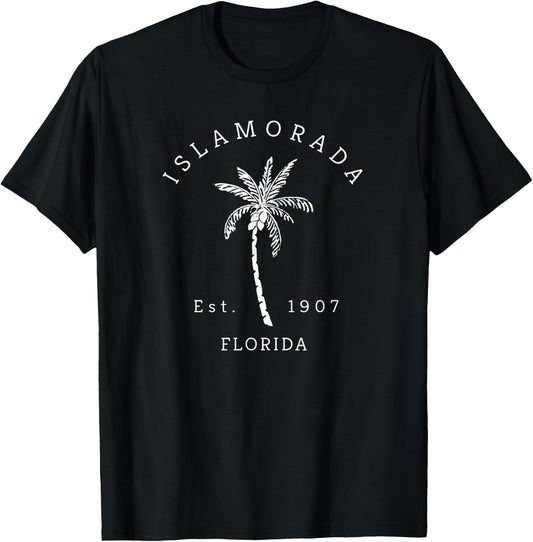 Retro Cool Islamorada Vintage Florida Palm Tree Novelty Art T-Shirt - T-Shirt | Black