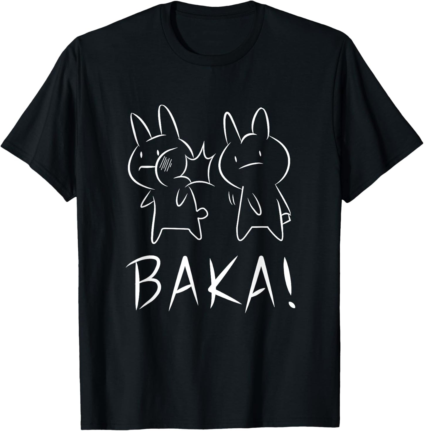 Funny Kawaii Baka Rabbit Slap Anime and Manga T-Shirt - T-Shirt | Black