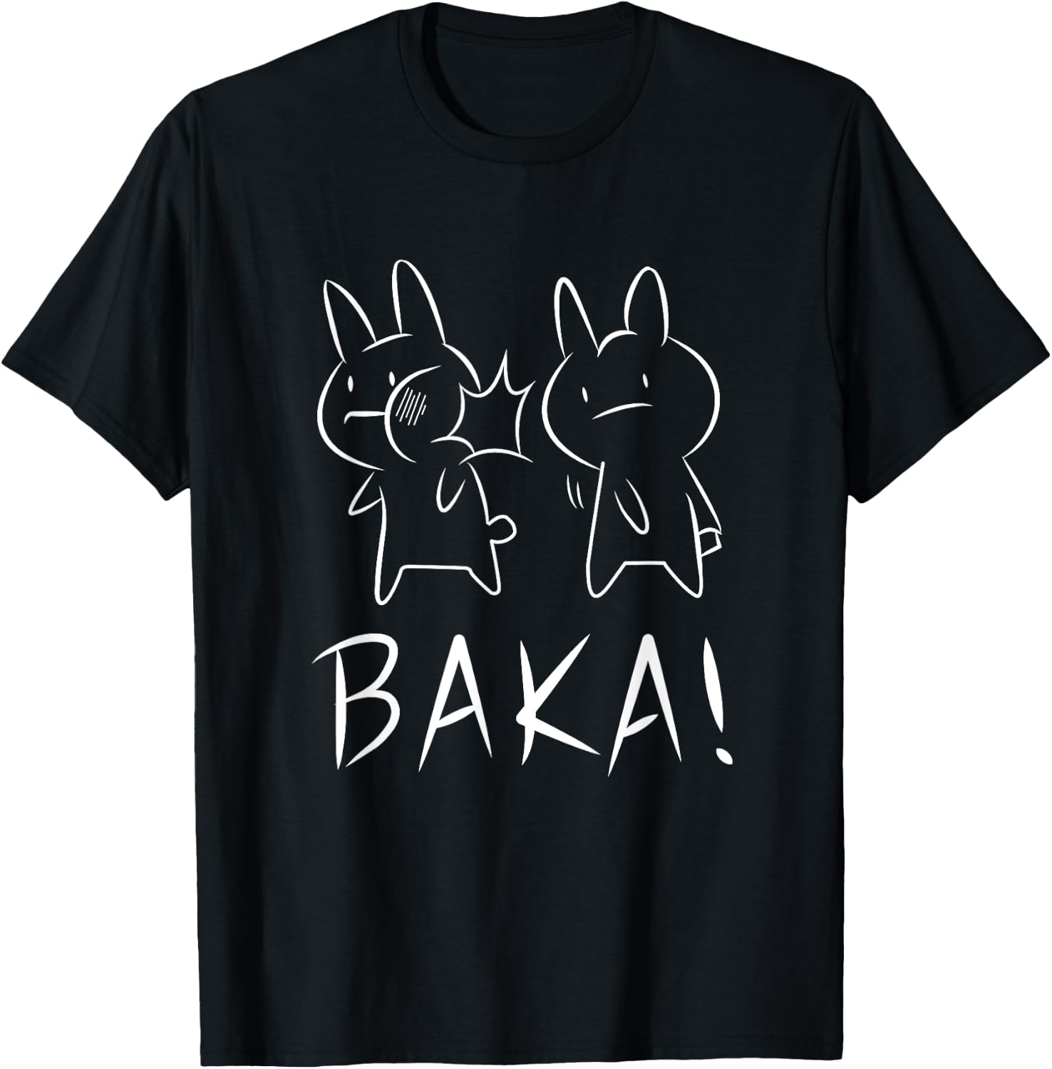 Funny Kawaii Baka Rabbit Slap Anime and Manga T-Shirt - T-Shirt | Black
