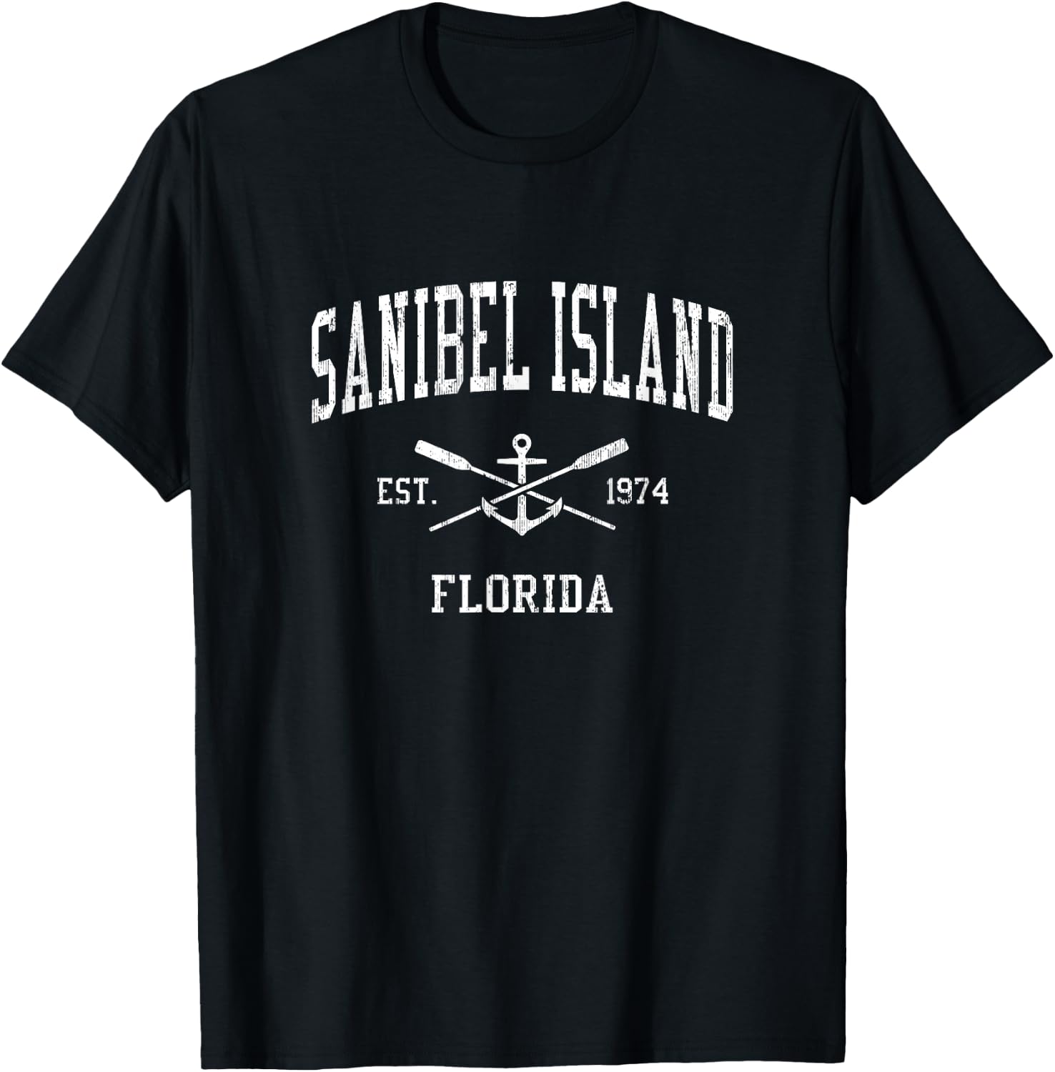 Sanibel Island FL Vintage Crossed Oars & Boat Anchor Sports T-Shirt - T-Shirt | Black