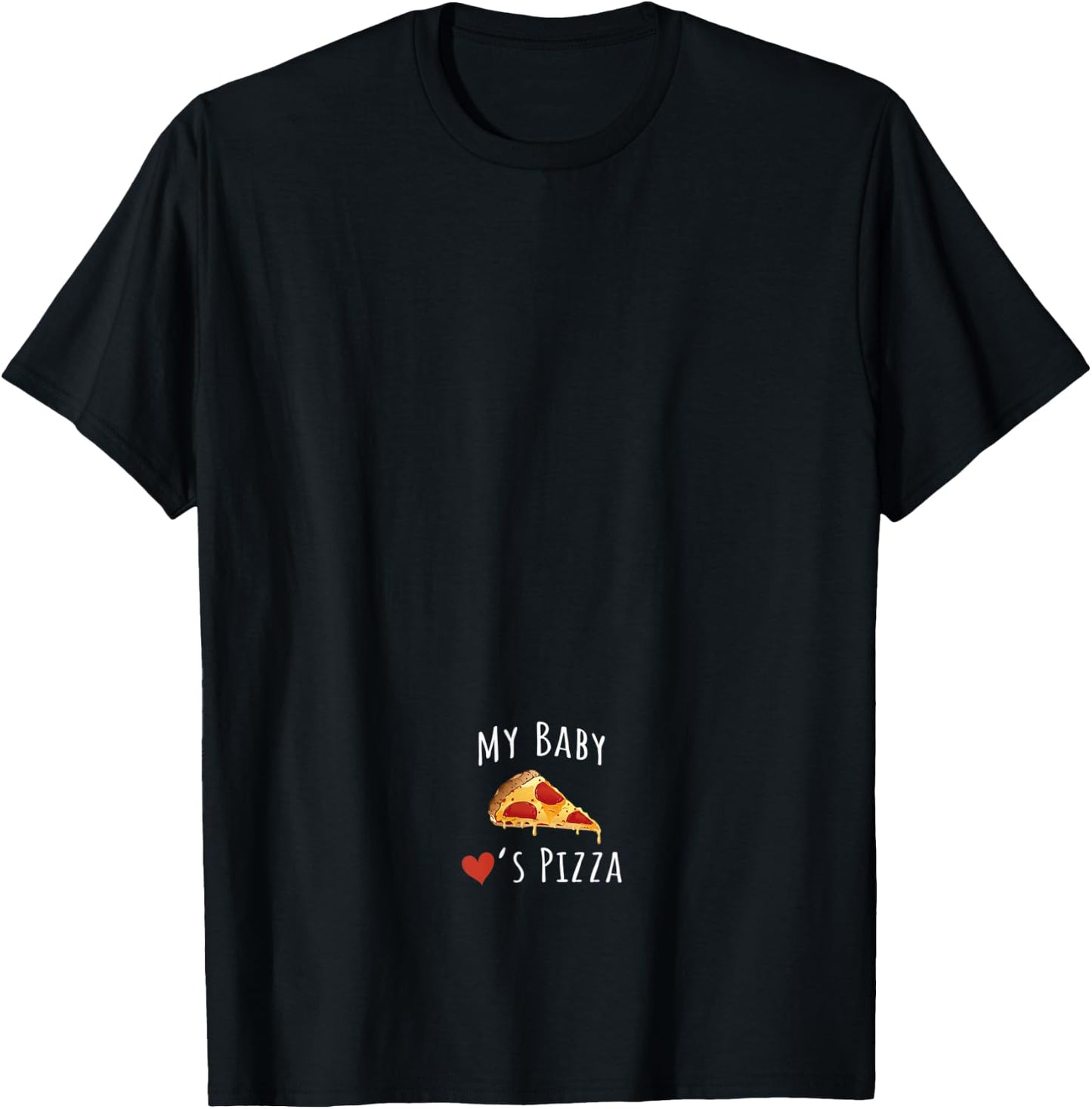 Baby Loves Pizza Pregnant Mom Pizza Belly Pregnancy Reveal T-Shirt - T-Shirt | Black