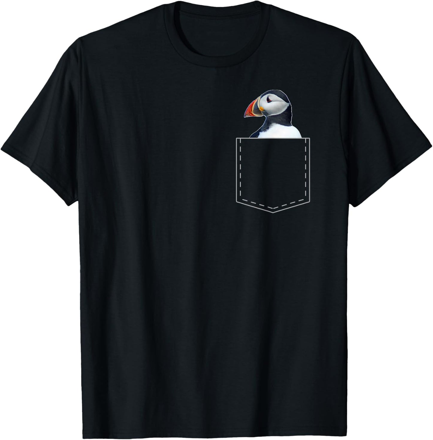 Federn der Vgel Funny Puffin for -Adults Black Cartoon Short Sleeve Classic Fit Pull On T-Shirt - T-Shirt | Black