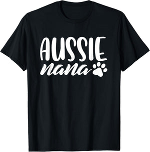 Aussie Shepherd Nana Dog Grandma Australian Dog Lover Gifts Men Women Girls Kids T-Shirt - T-Shirt | Black