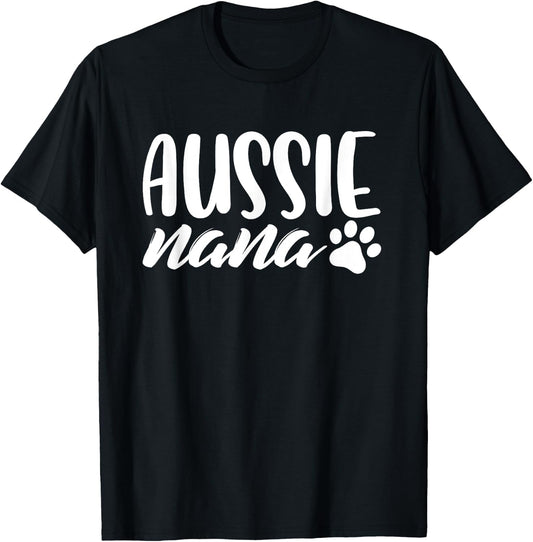 Aussie Shepherd Nana Dog Grandma Australian Dog Lover Gifts Men Women Girls Kids T-Shirt - T-Shirt | Black