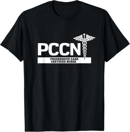 PCCN Progressive Care Certified Nurse Hospital Staff T-Shirt - T-Shirt | Black