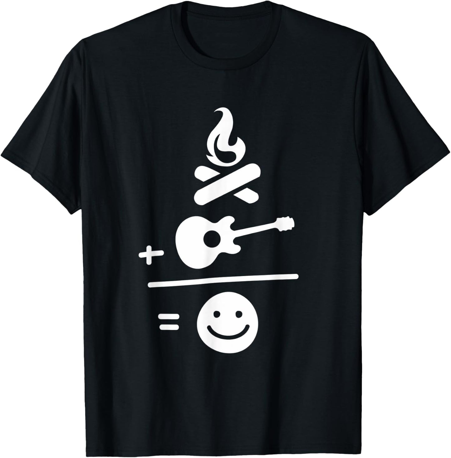 Camping Camp Fire and Guitar Makes Me Smile T-Shirt - T-Shirt | Black
