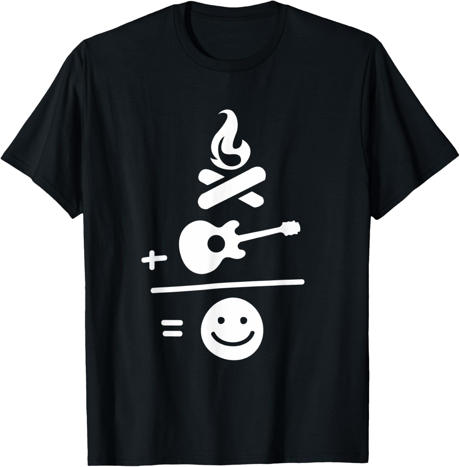 Camping Camp Fire and Guitar Makes Me Smile T-Shirt - T-Shirt | Black