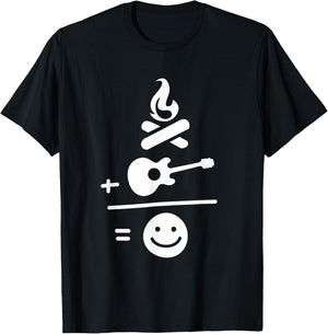Camping Camp Fire and Guitar Makes Me Smile T-Shirt - T-Shirt | Black