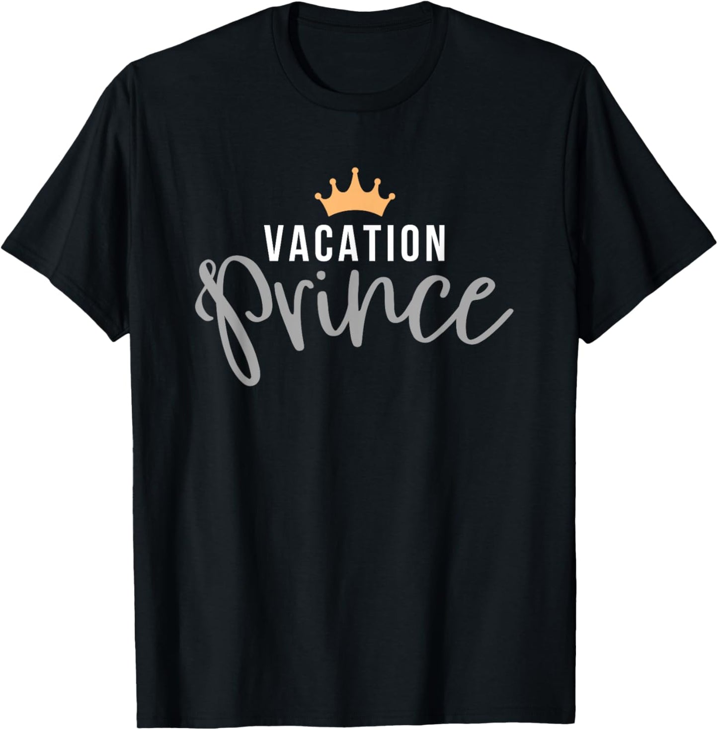 Vacation Prince in Gray with a Crown T-Shirt - T-Shirt | Black