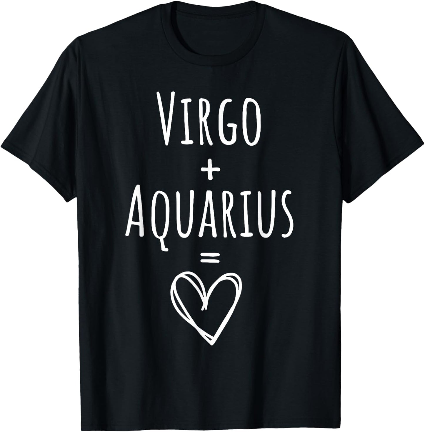 Virgo and Aquarius Couple Matching Zodiac Sign T-Shirt - T-Shirt | Black