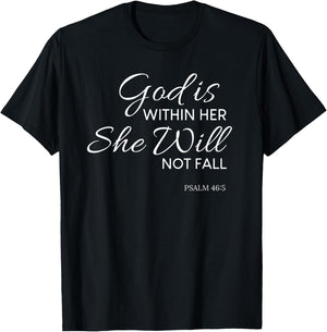 Christian, God is Within Her, Contemporary Religious T-Shirt - T-Shirt | Black