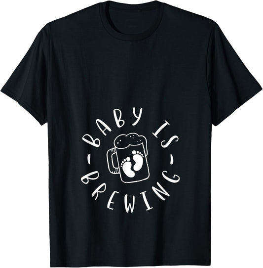 Baby Is Brewing Pregnancy Announcement Drinking Lady T-Shirt - T-Shirt | Black