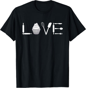 Love - Funny Cupcake Baker Pastry Baking Gift T-Shirt - T-Shirt | Black