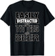 Funny Easily Distracted by TITTIES & BEER Design T-Shirt - T-Shirt | Black
