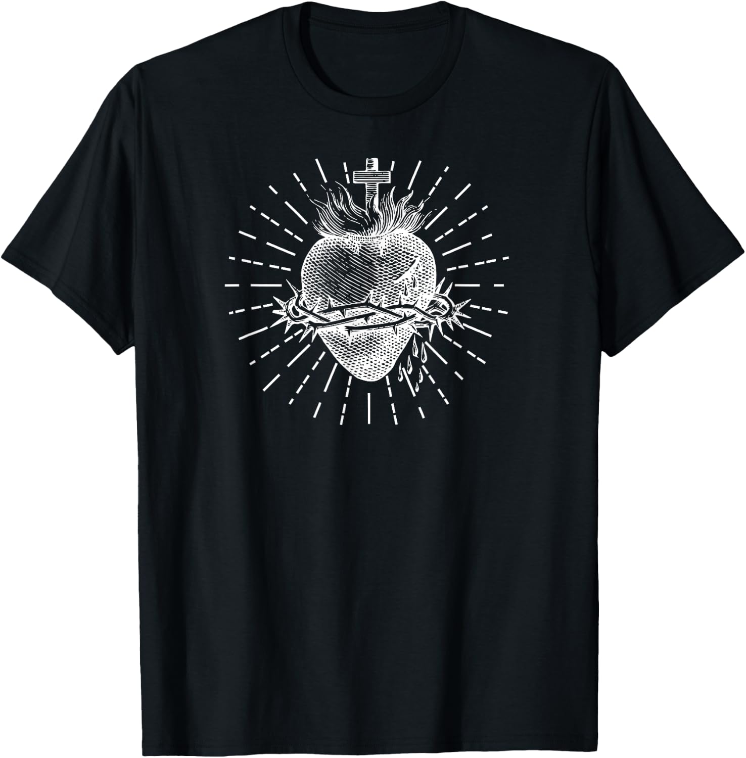 Sacred Heart of Jesus Vintage Blessing Catholic T-Shirt - T-Shirt | Black