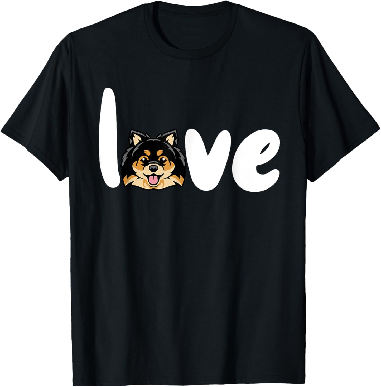 pomeranian BLACK TAN love dog T-Shirt - T-Shirt | Black