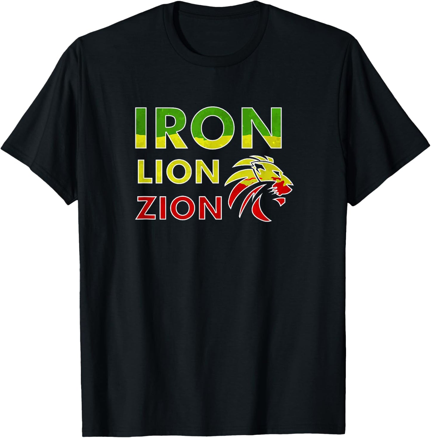 Iron, Lion, Zion, Jamaica, Rasta T-Shirt - T-Shirt | Black