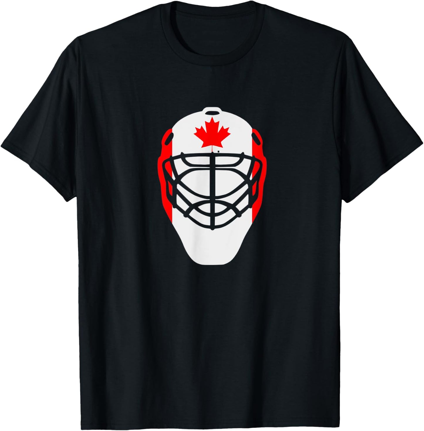 Men Novelty Ice Hockey Goalie Mask Canada Flag Style T-Shirt - T-Shirt | Black