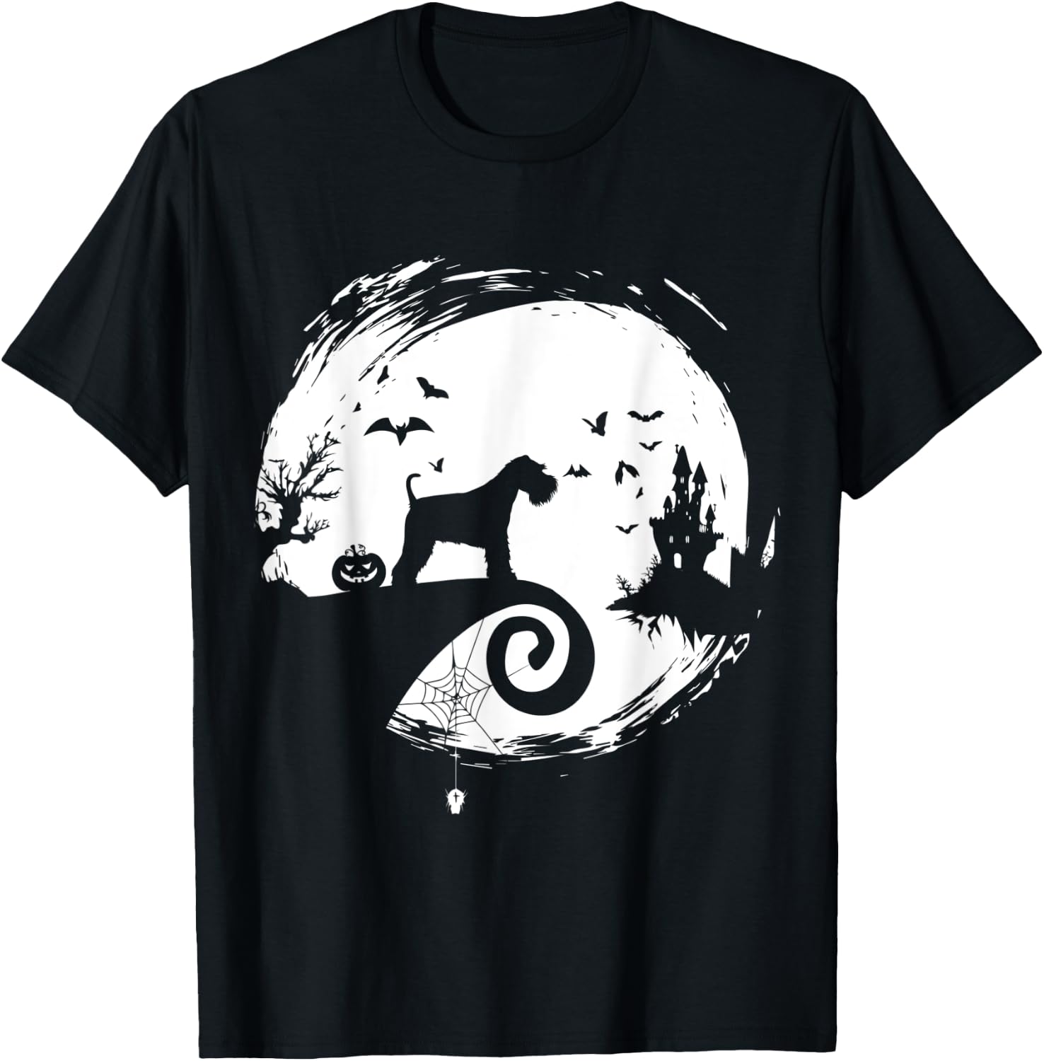 Miniature Schnauzer Halloween Costume Moon Silhouette T-Shirt - T-Shirt | Black