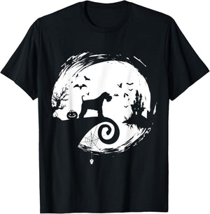 Miniature Schnauzer Halloween Costume Moon Silhouette T-Shirt - T-Shirt | Black