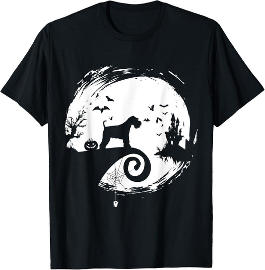 Miniature Schnauzer Halloween Costume Moon Silhouette T-Shirt - T-Shirt | Black