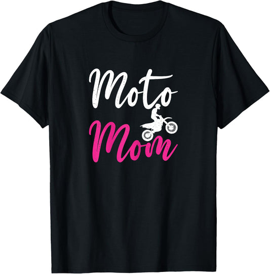 Moto Mom Dirt Bike Mother Motocross Mum Racing Biker Mothers T-Shirt - T-Shirt | Black