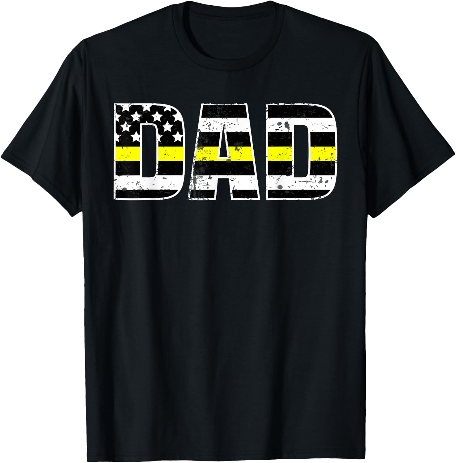 Dispatcher Dad Shirt Thin Line In Gold Daddy Father Shirt T-Shirt - T-Shirt | Black