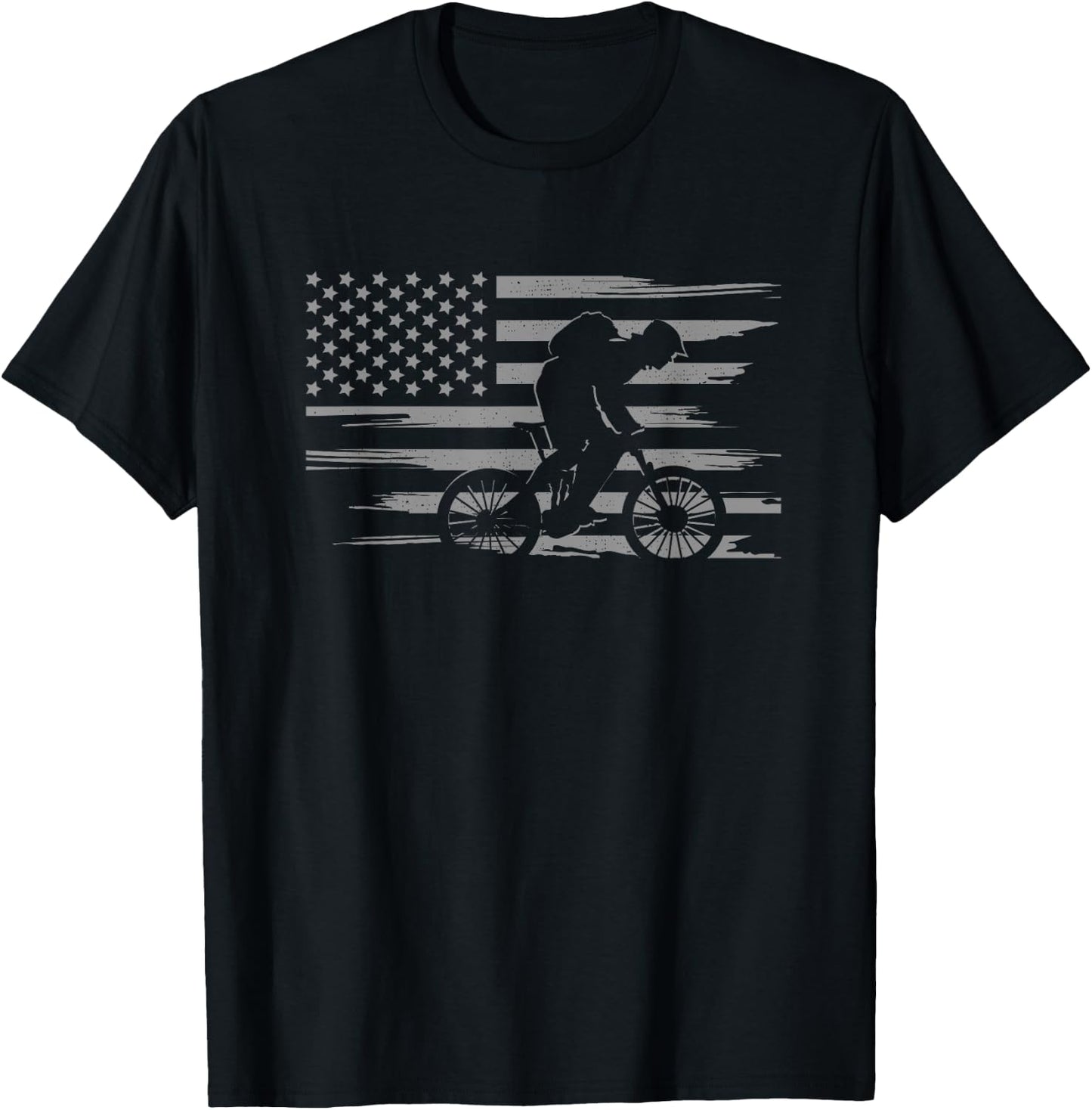 American Flag MTB Mountain Bike Apparel - MTB Mountain Bike T-Shirt - T-Shirt | Black