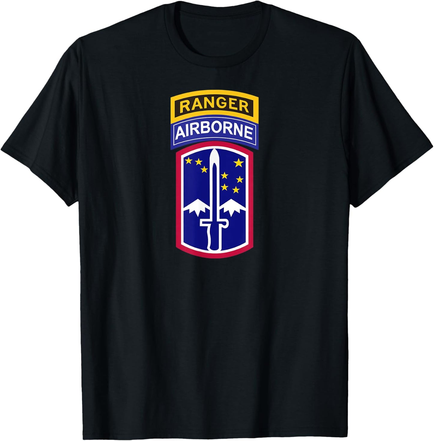 172nd Infantry Patch - Airborne and Ranger Tab T-Shirt - T-Shirt | Black