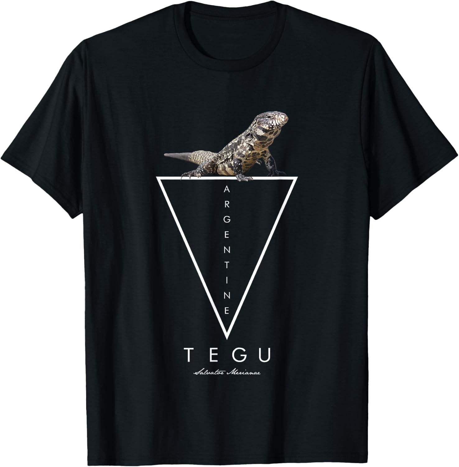 Argentinian Black And White Tegu Geometric T-Shirt - T-Shirt | Black