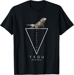 Argentinian Black And White Tegu Geometric T-Shirt - T-Shirt | Black