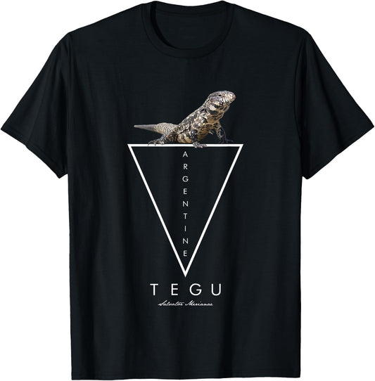 Argentinian Black And White Tegu Geometric T-Shirt - T-Shirt | Black