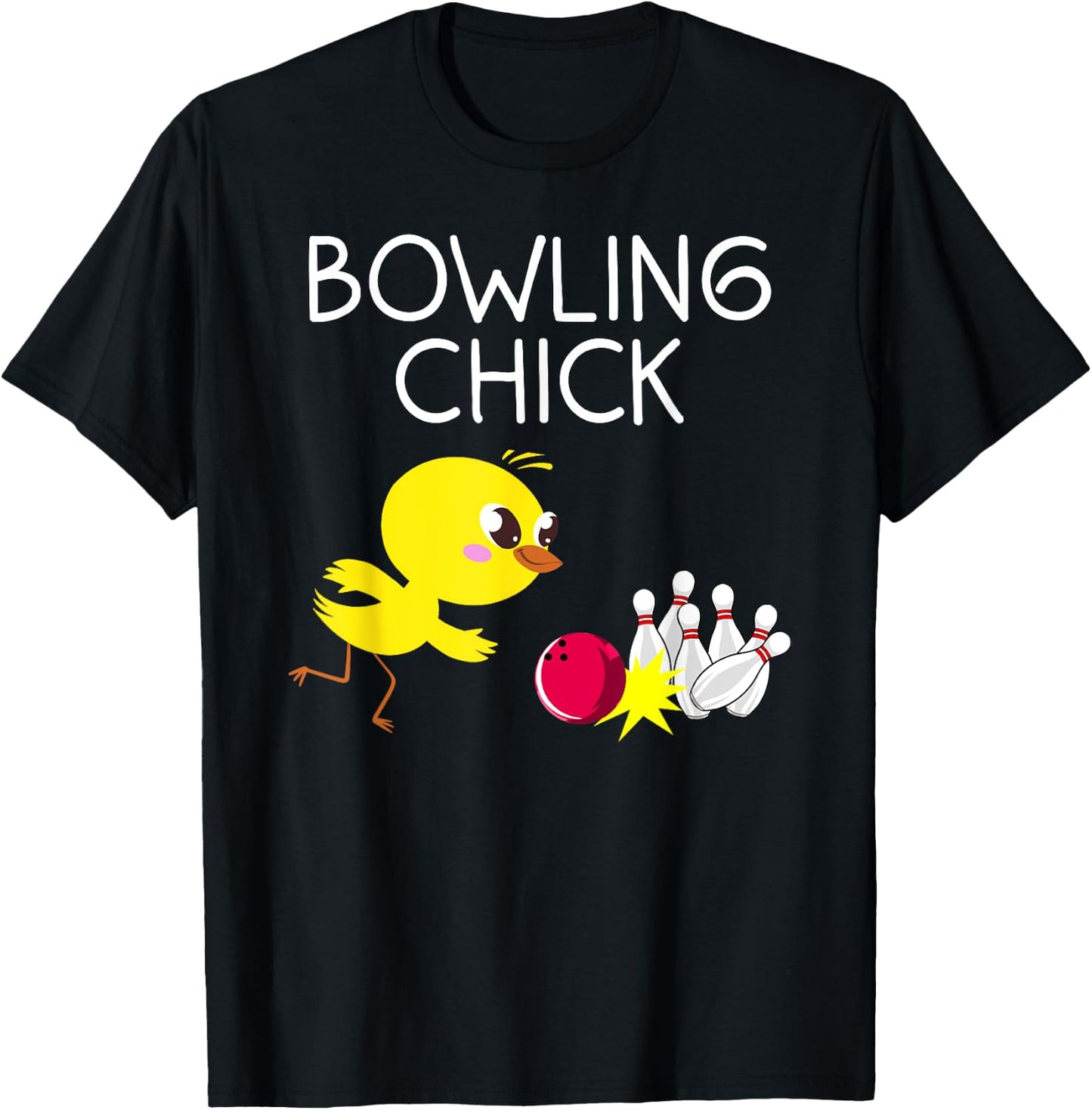 Funny Bowling Gift Women Cute Bowling Chick Sports Athlete T-Shirt - T-Shirt | Black