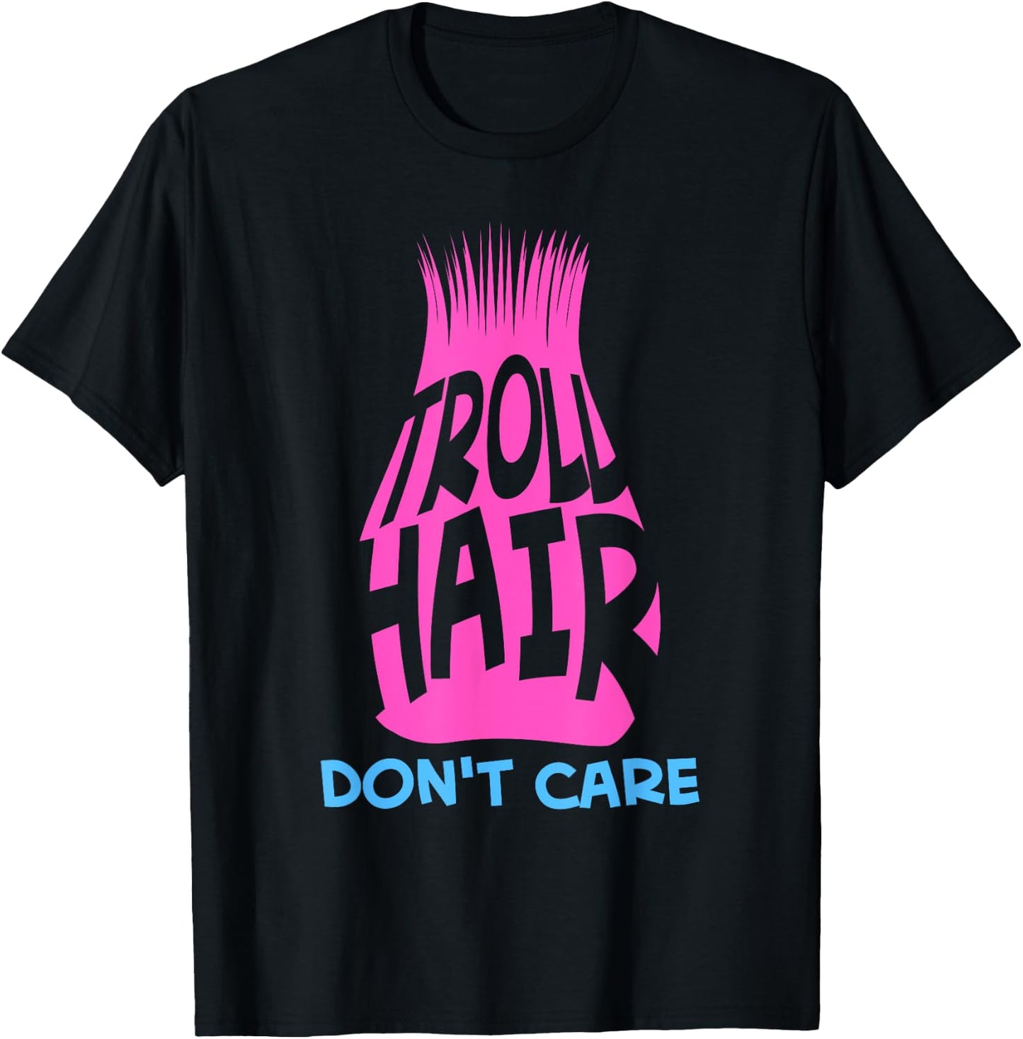 Funny Troll Hair Don't Care Gift Kids Toddlers Boys Girls T-Shirt - T-Shirt | Black