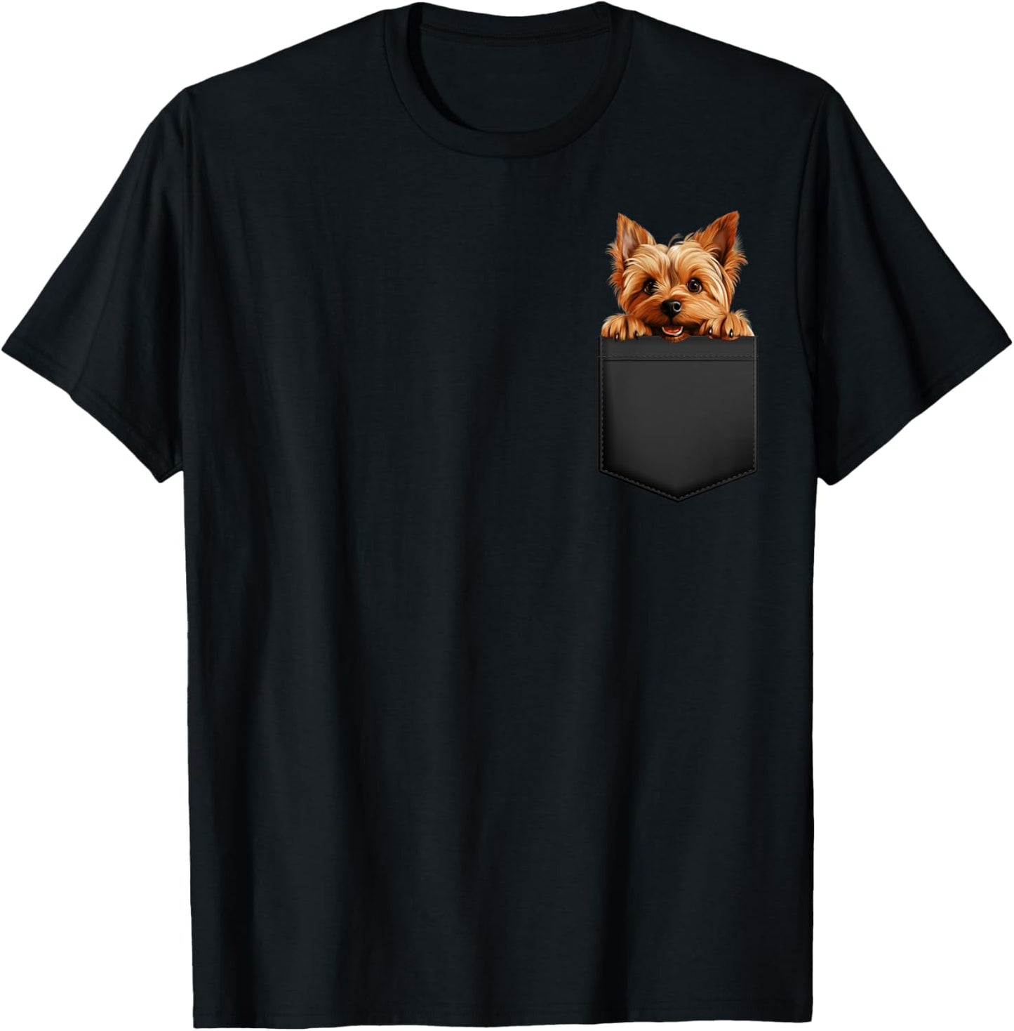 Funny Silky Terrier Puppy Dog In Pocket Cute Pet Lover Men Women Girls Kids T-Shirt - T-Shirt | Black