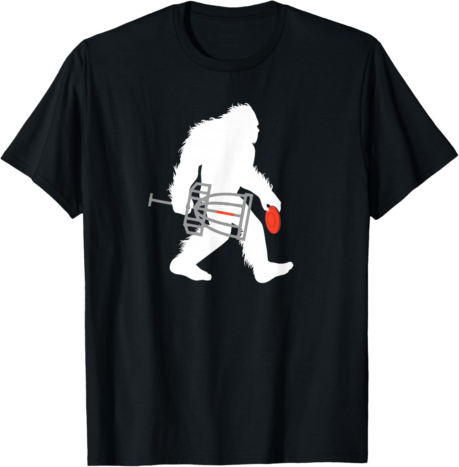 Bigfoot Disc Golf Cryptid Sasquatch Disc Golfer T-Shirt - T-Shirt | Black