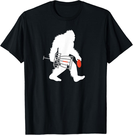 Bigfoot Disc Golf Cryptid Sasquatch Disc Golfer T-Shirt - T-Shirt | Black