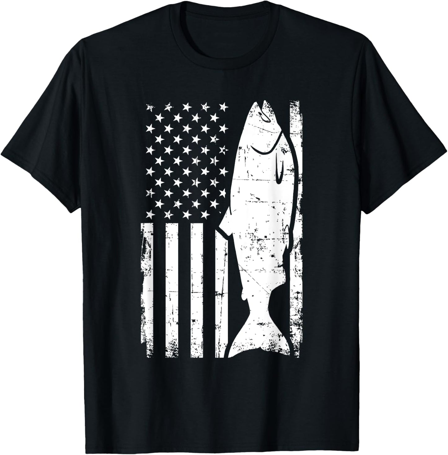 Salmon Fishing USA T-Shirt - T-Shirt | Black