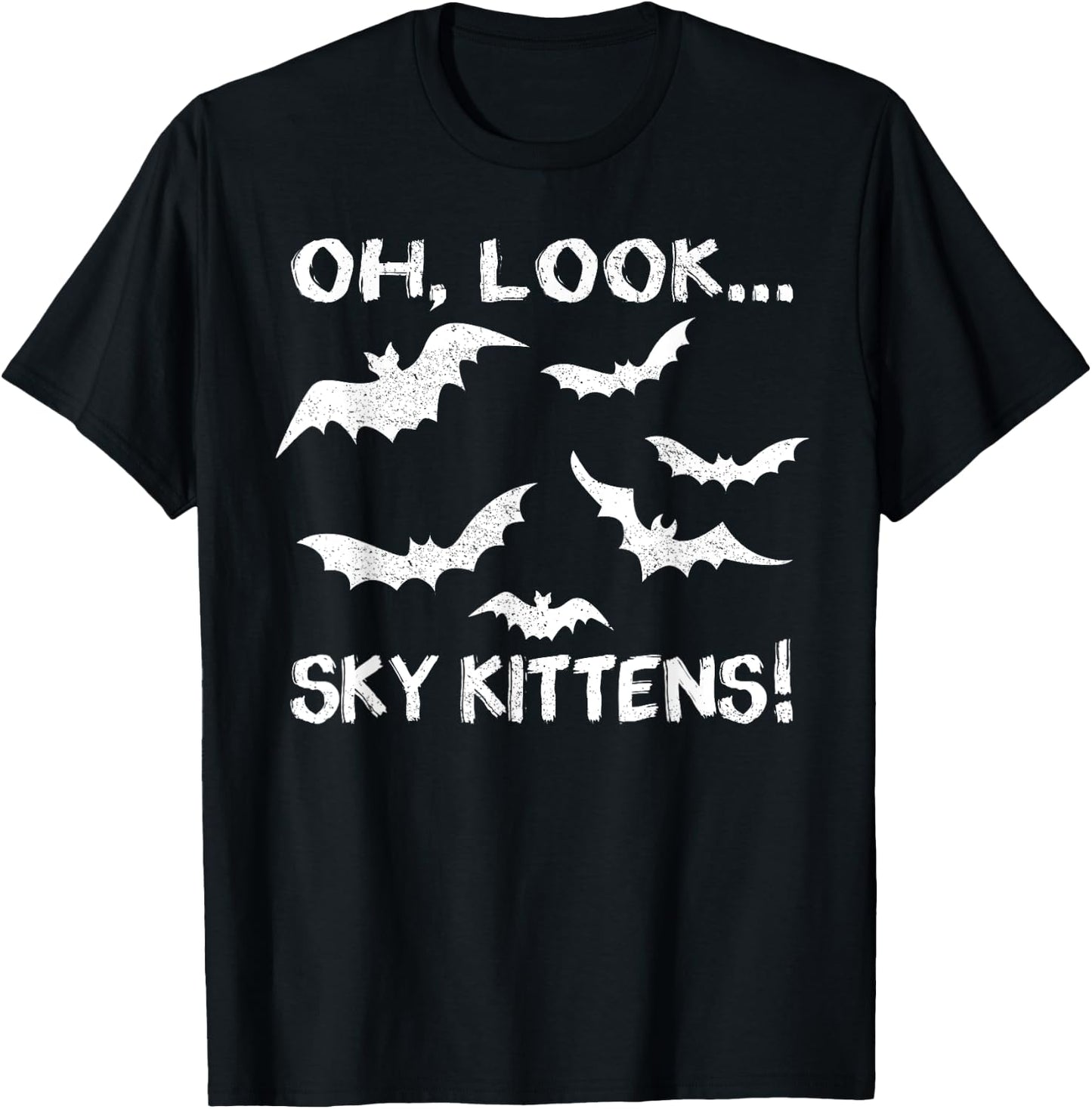 Funny Bat Lover Gift Women Cool Sky Kittens Horror T-Shirt - T-Shirt | Black