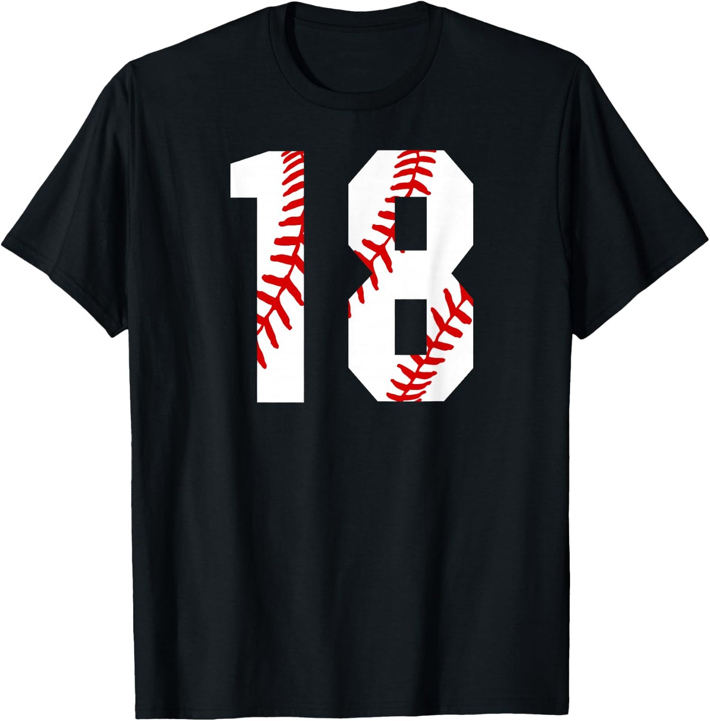 Vintage Baseball Mom #18 Jersey Baseball Player Number 18 T-Shirt - T-Shirt | Black