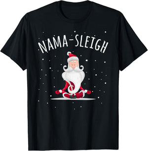 Nama-sleigh Namasleigh Funny Santa Yoga Christmas Lotus Pose T-Shirt - T-Shirt | Black