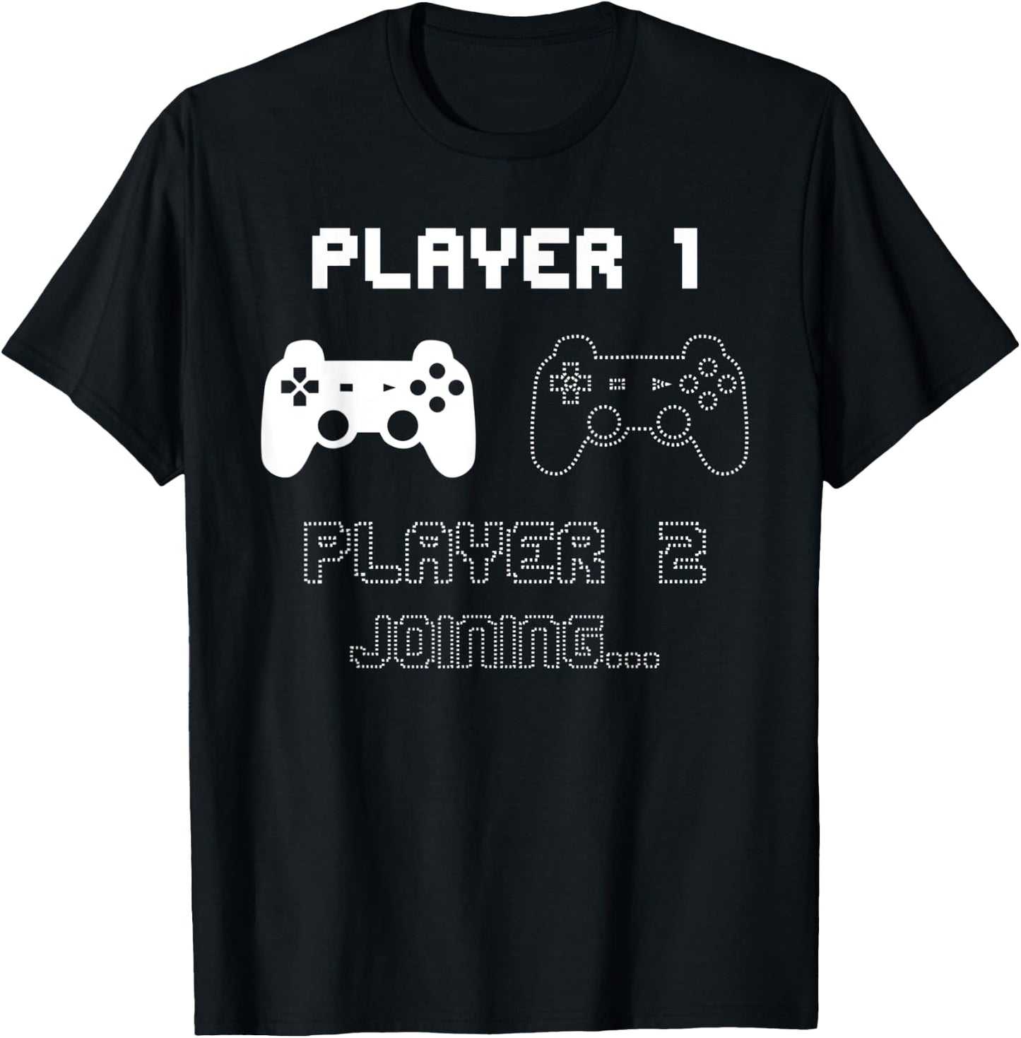Player 2 Joining Siblings Baby Announcement T-Shirt - T-Shirt | Black